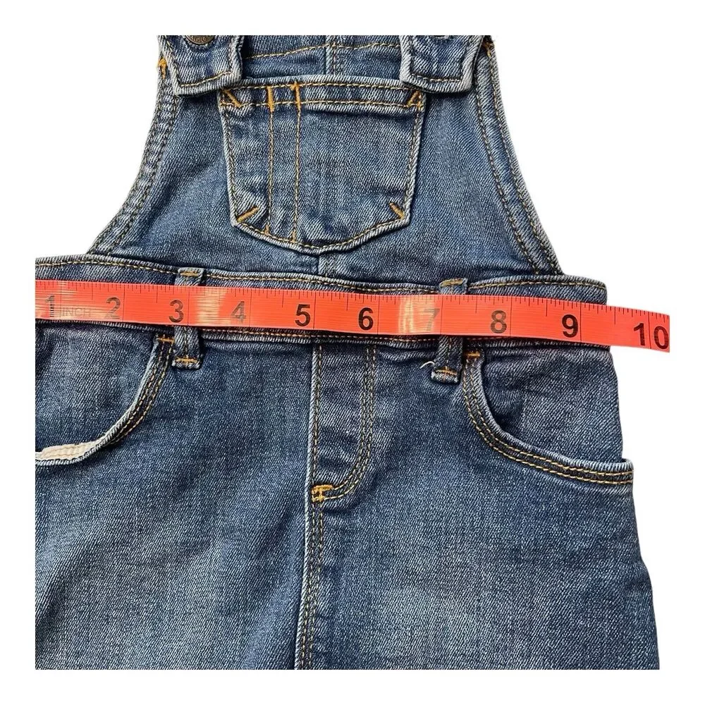 Old Navy Medium Wash Denim Overall Raw Hem Dress Size 12-18 Months
